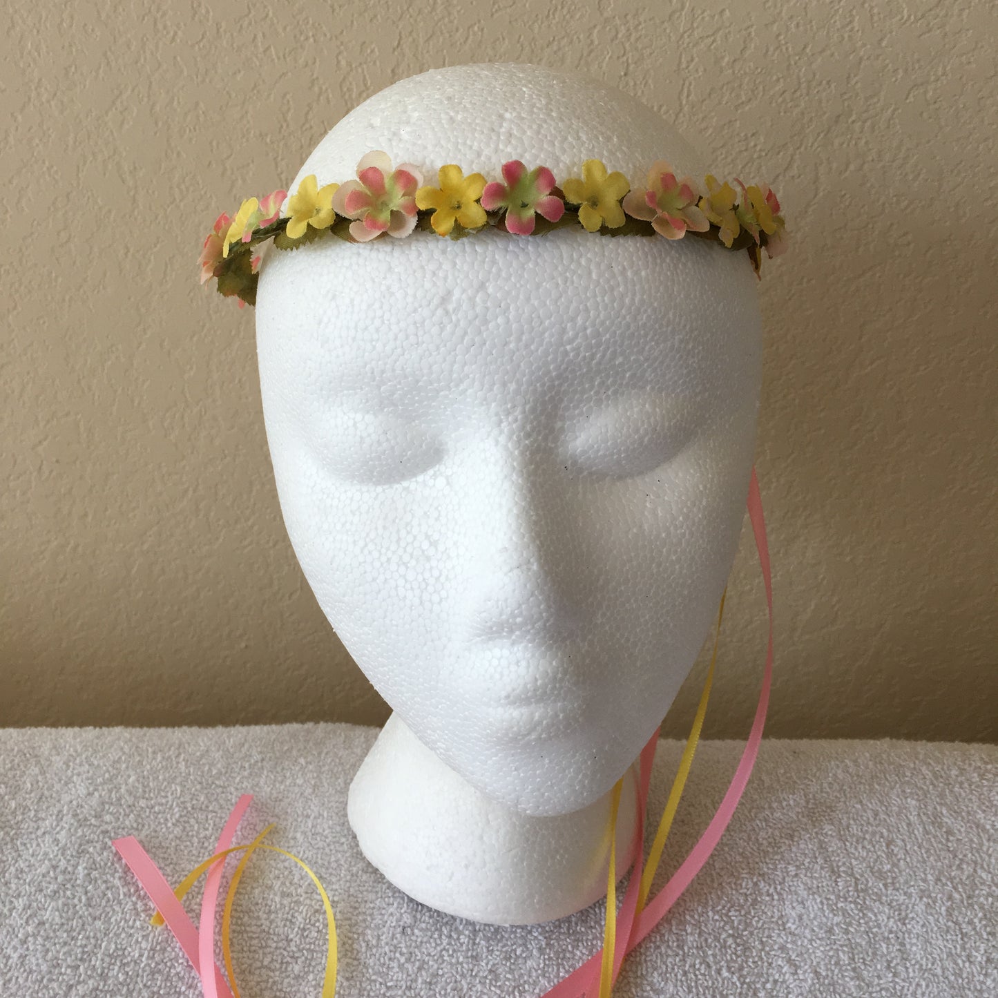 Extra Small Wreath - Yellow, bright green, & pink layered mini flowers