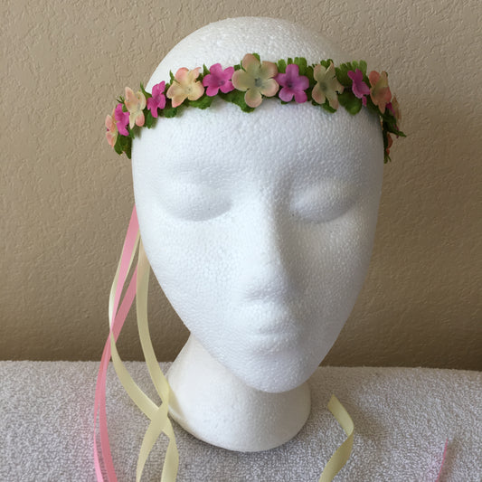 Extra Small Wreath - Bright pink & pale yellow mini flowers