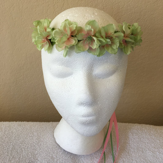 Extra Small Wreath - Light green cherry blossoms w/ pale pink centers