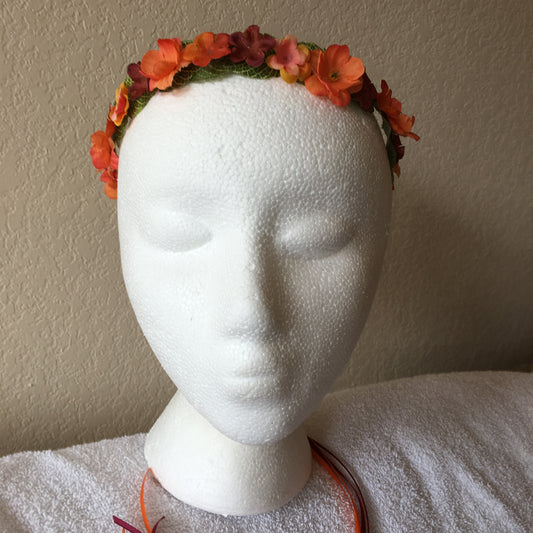 Extra Small Wreath - Rust, orange, & yellow flowers w/ stripped leaves