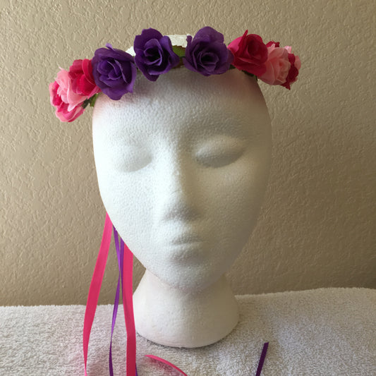 Extra Small Wreath - Pink & three purple roses