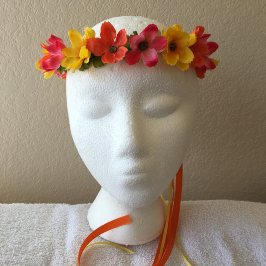 Extra Small Wreath - Big yellow, orange, & pink flowers