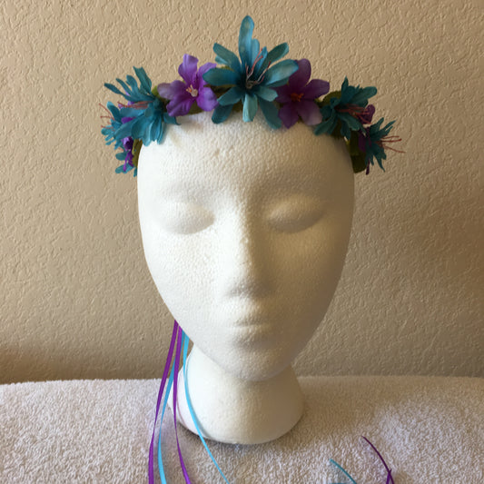 Extra Small Wreath - Teal & purple flowers