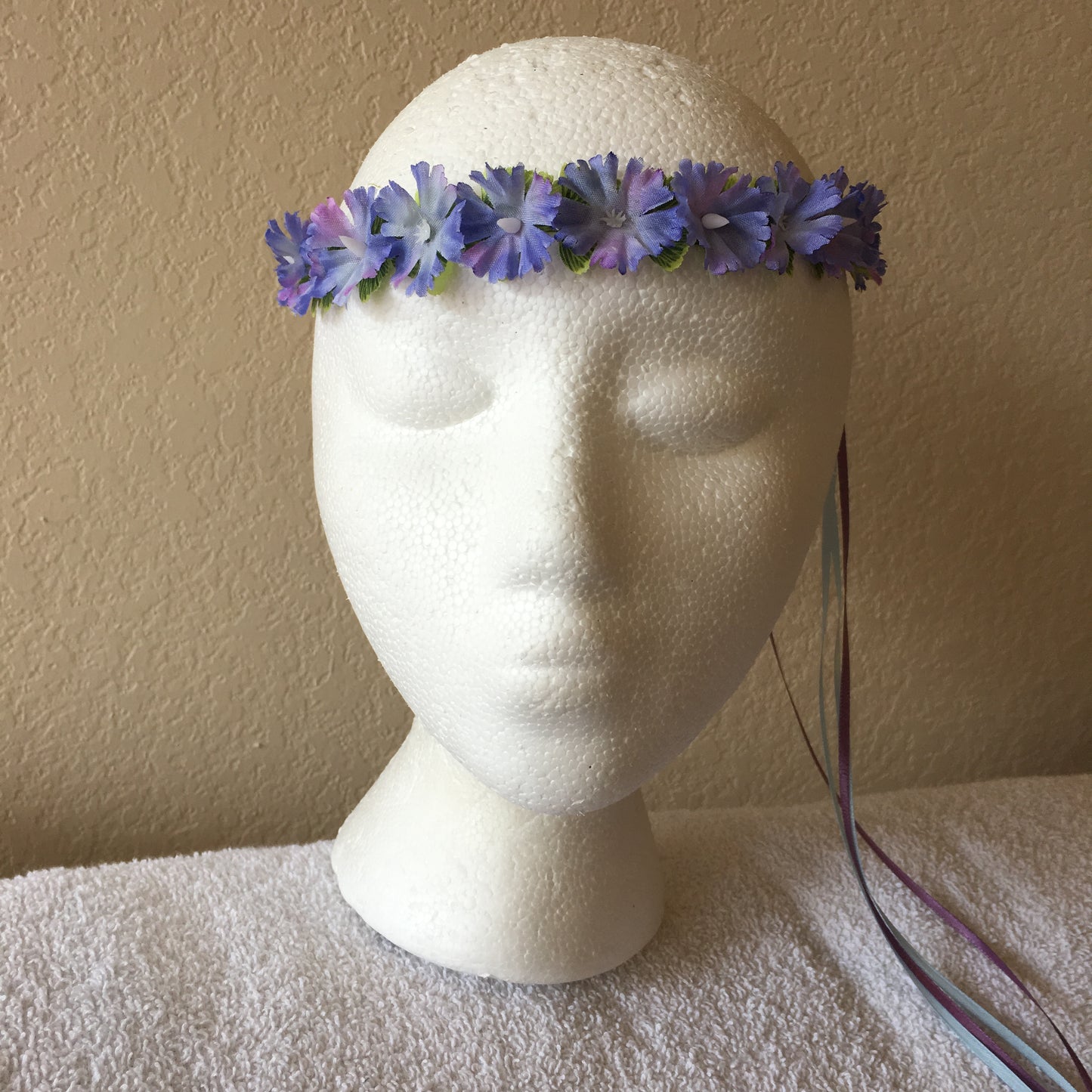 Extra Small Wreath - Purple & white tie dye flowers