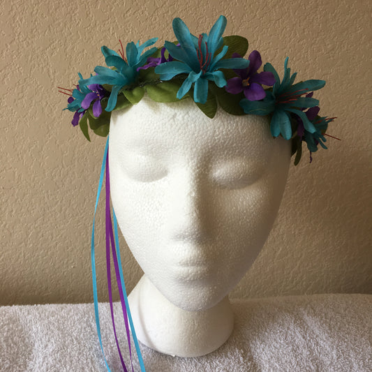 Extra Small Wreath - Teal & purple flowers