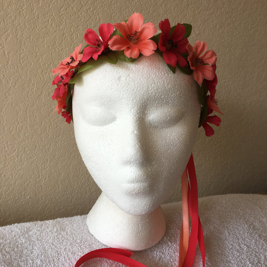 Extra Small Wreath - Red & coral flowers +