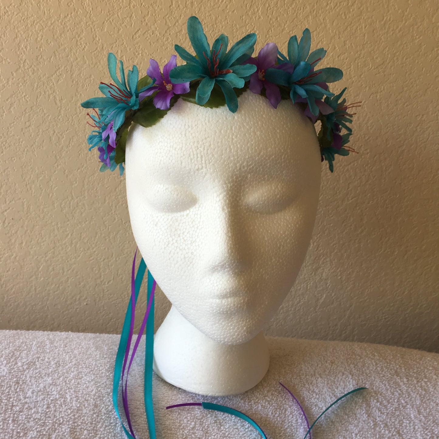 Extra Small Wreath - Teal & purple flowers +