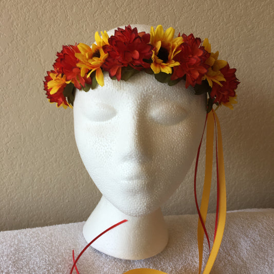 Extra Small Wreath - Yellow sunflowers w/ red pom poms