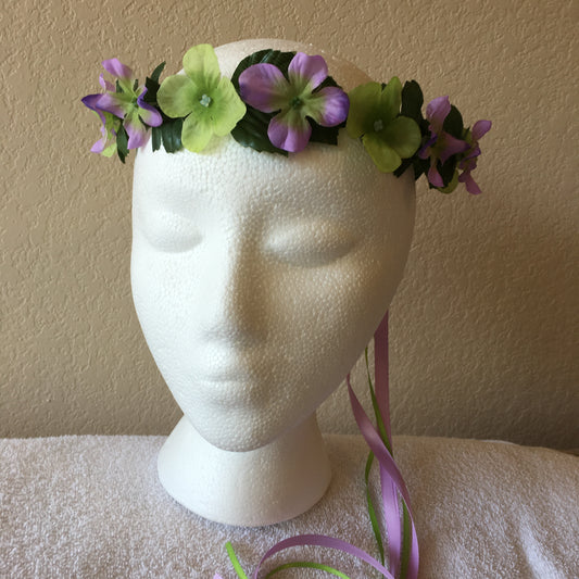 Extra Small Wreath - Lime green & purple & green flowers +