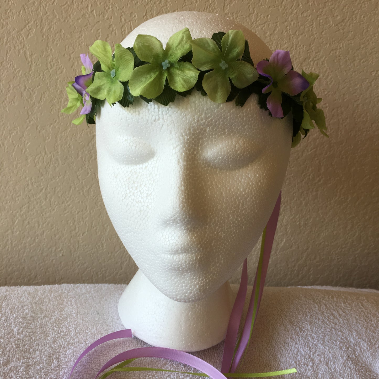 Extra Small Wreath - Lime green & purple & green flowers +