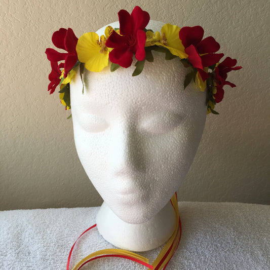 Extra Small Wreath - Yellow orchids & red flowers +