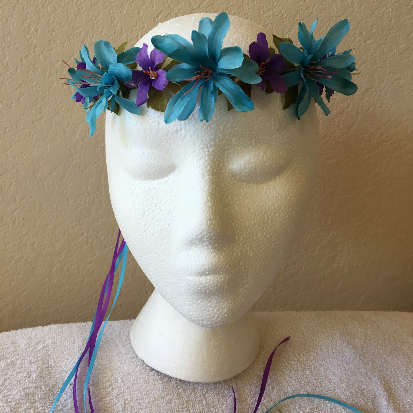 Extra Small Wreath - Teal & purple flowers +
