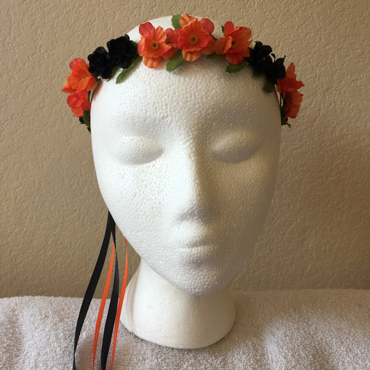 Extra Small Wreath - Black & orange flowers