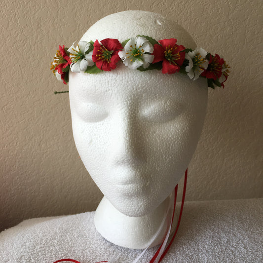 Extra Small Wreath - Red & white daisies +