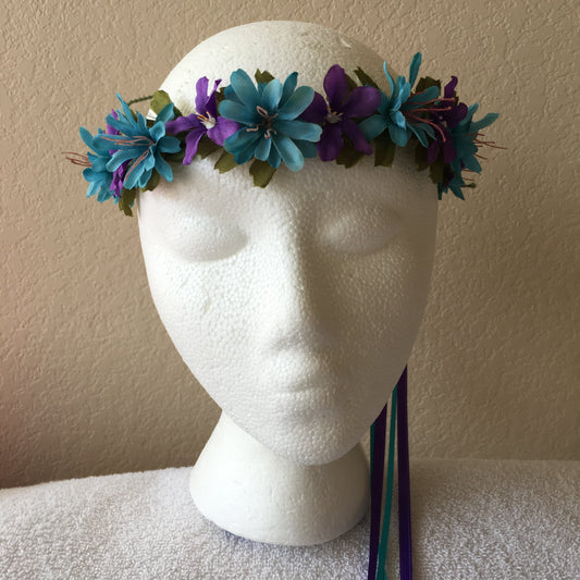 Extra Small Wreath - Purple & teal flowers +