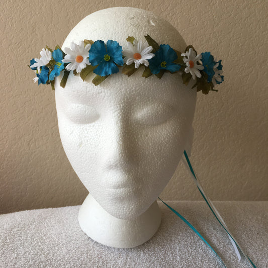 Extra Small Wreath - Teal & white daisies +