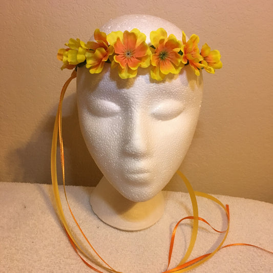 Extra Small Wreath - Orange & yellow cherry blossoms