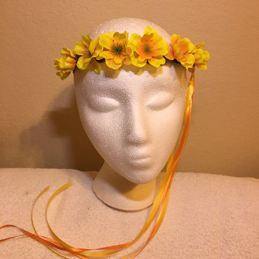 Extra Small Wreath - Orange & yellow cherry blossoms