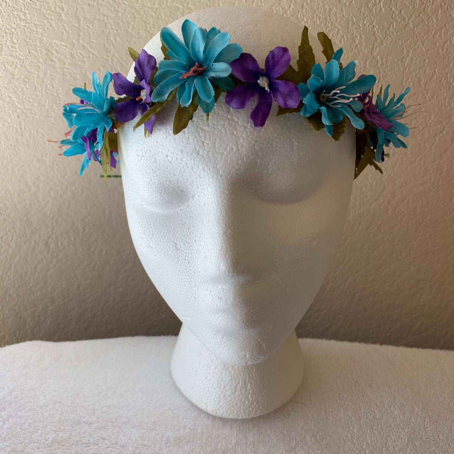 Extra Small Wreath - Teal Spiky and Dark Purple Flowers