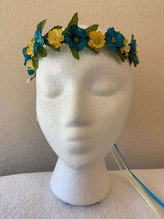 Extra Small Wreath - Teal and Yellow Flowers