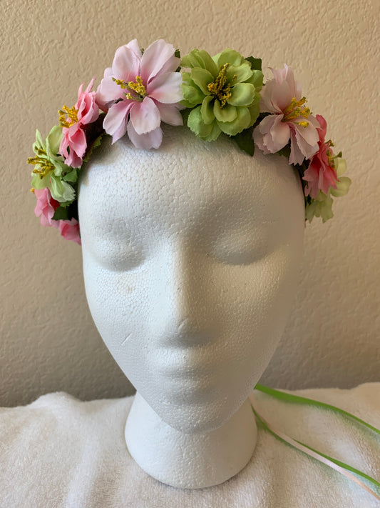 Extra Small Wreath - Green and Pink Flowers with Yellow Flowers