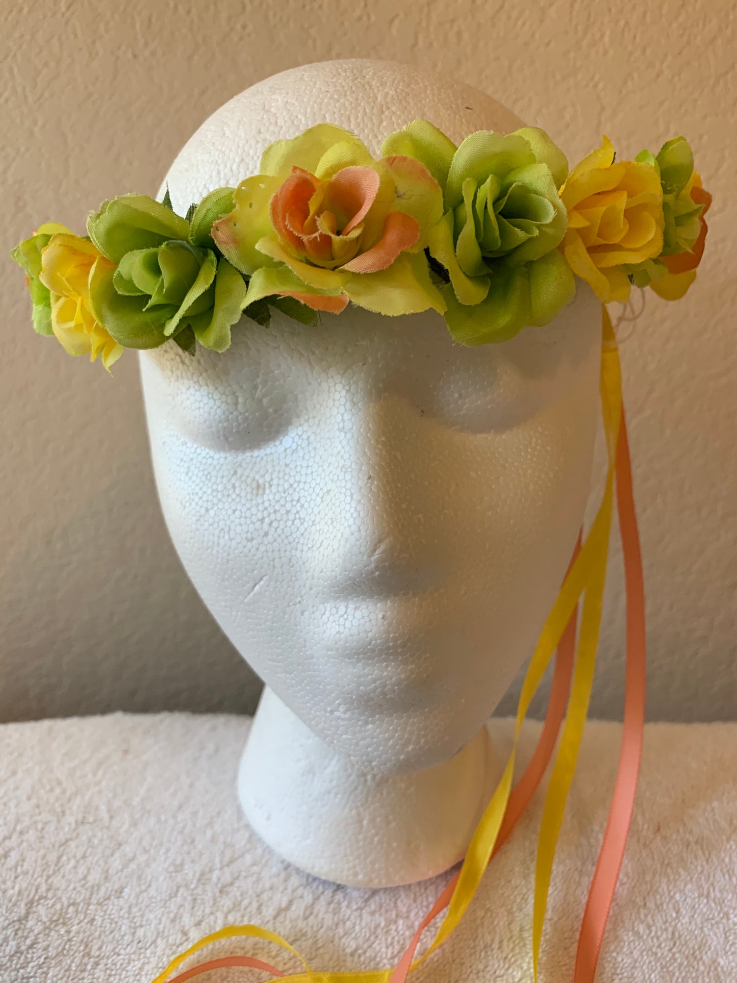 Extra Small Wreath - Green, Yellow, and Yellow with Peach Roses