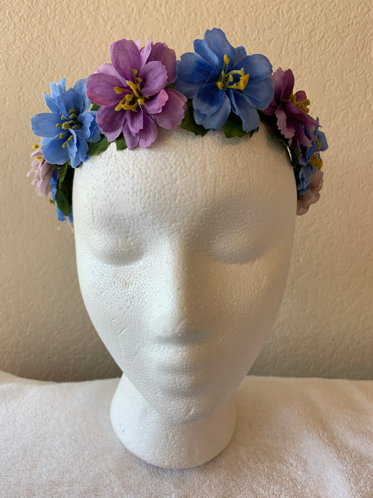 Extra Small Wreath - Blue and Purple Fluffy Flowers